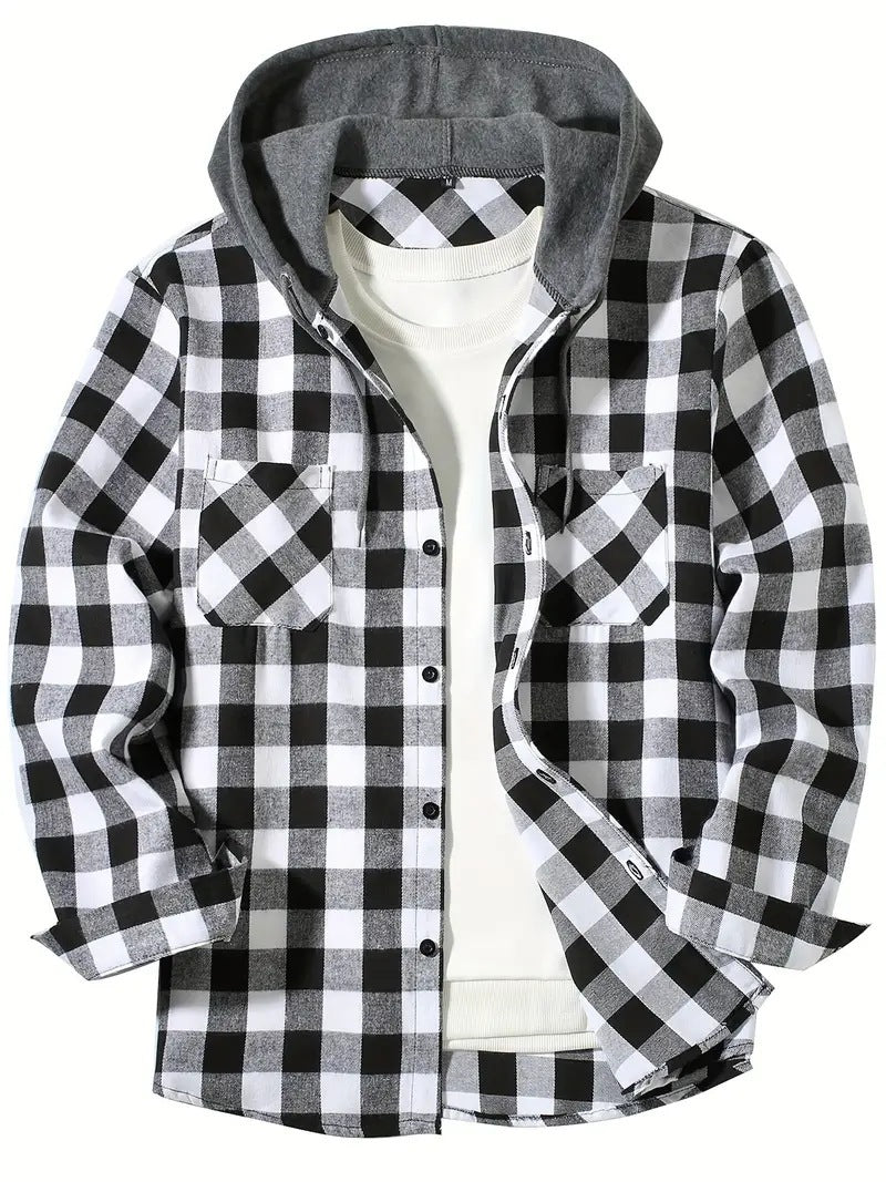 Plaid Hooded Shirt - Urban Casual